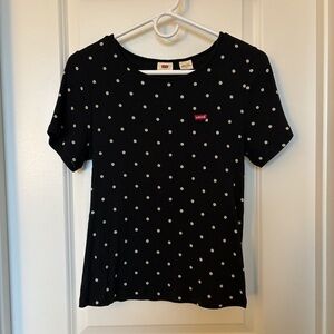 Levi's Black Tee with Flower Pattern Size Large